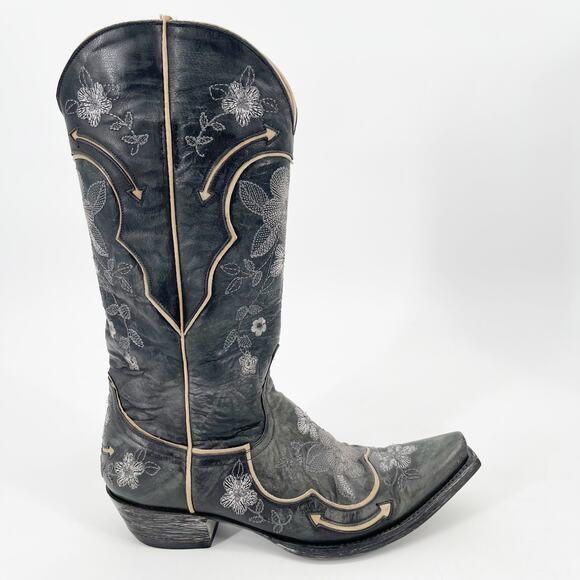 Old Gringo Bonnie Women’s 8 Black Floral Embroidered Snip Toe Cowgirl Boots - Picture 2 of 10